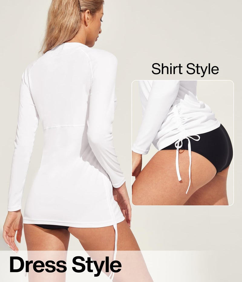 Heathyoga Rash Guard for Women UPF 50+ UV Sun Protection Swim Shirt for Woman Long Sleeve Swimsuits Bathing Suit Tops White - Image 4
