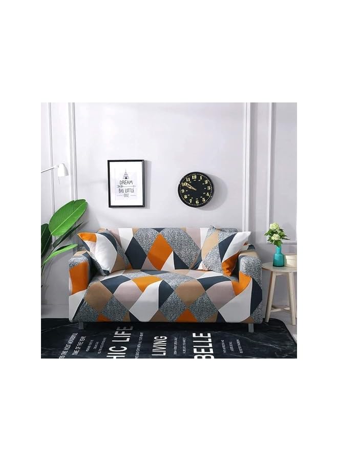 The Bros Stretch Sofa Cover, 1-piece Printed Sofa Slipcover Couch Sofa Cover Elastic Universal Sofa Protector with 1 Pillowcase (2 Seater, Color Geometry) - Image 5