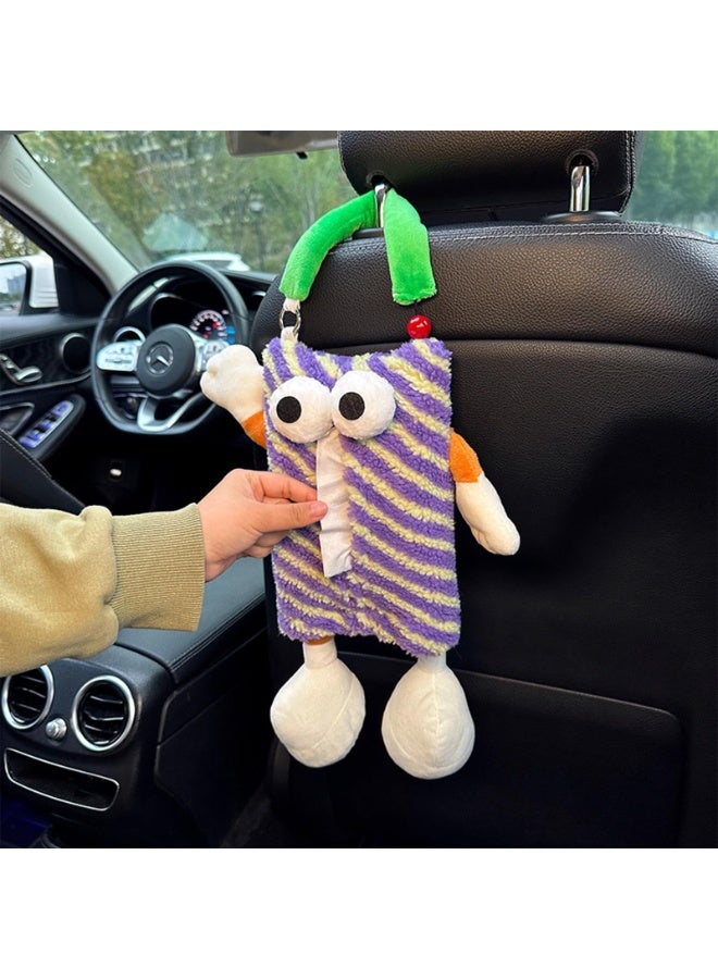 Bukela Plush Cartoon Car Tissue Holder, Cute Little Monster Tissue Box for Car Backseat, Hanging Tissue Holder Organizer (Blue) - Image 4