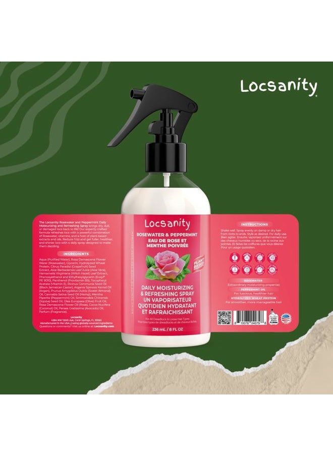 Locsanity Daily Moisturizing Rose Water and Peppermint Hair Scalp Refresher for Locs and Dreadlocks - Natural Loc Care and Maintenance (8oz)  - Image 2