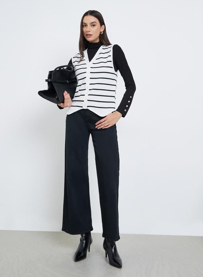 Take Two White Striped Knit Sweater Vest - Image 2