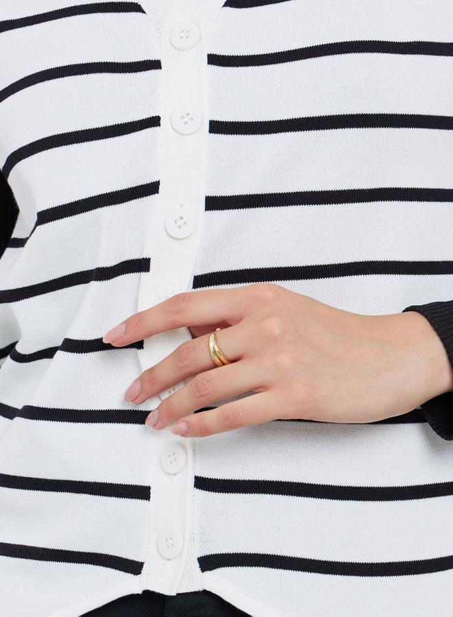 Take Two White Striped Knit Sweater Vest - Image 3