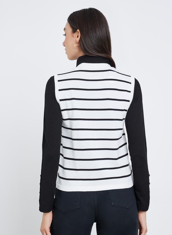Take Two White Striped Knit Sweater Vest - Image 4