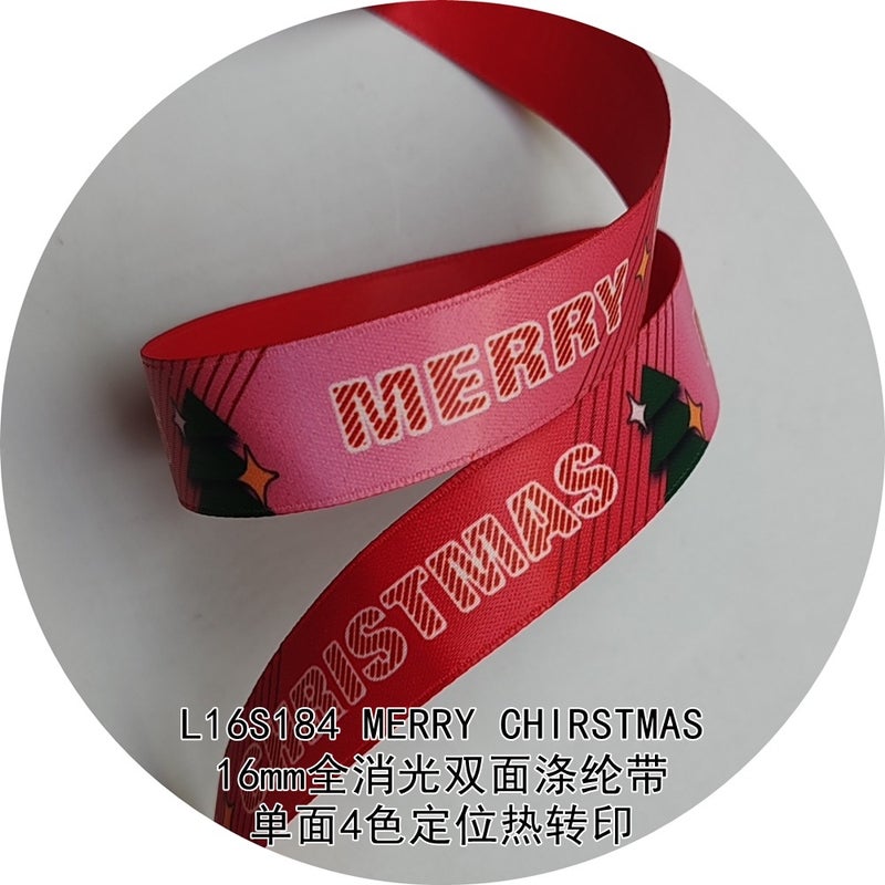 حزام عيد الميلاد الكامل من البوليستر Merry Christmas L16S184 ذو جانب واحد بأربعة ألوان بتقنية النقل الحراري - Image 4