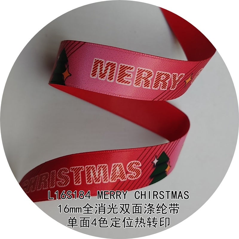 حزام عيد الميلاد الكامل من البوليستر Merry Christmas L16S184 ذو جانب واحد بأربعة ألوان بتقنية النقل الحراري - Image 2