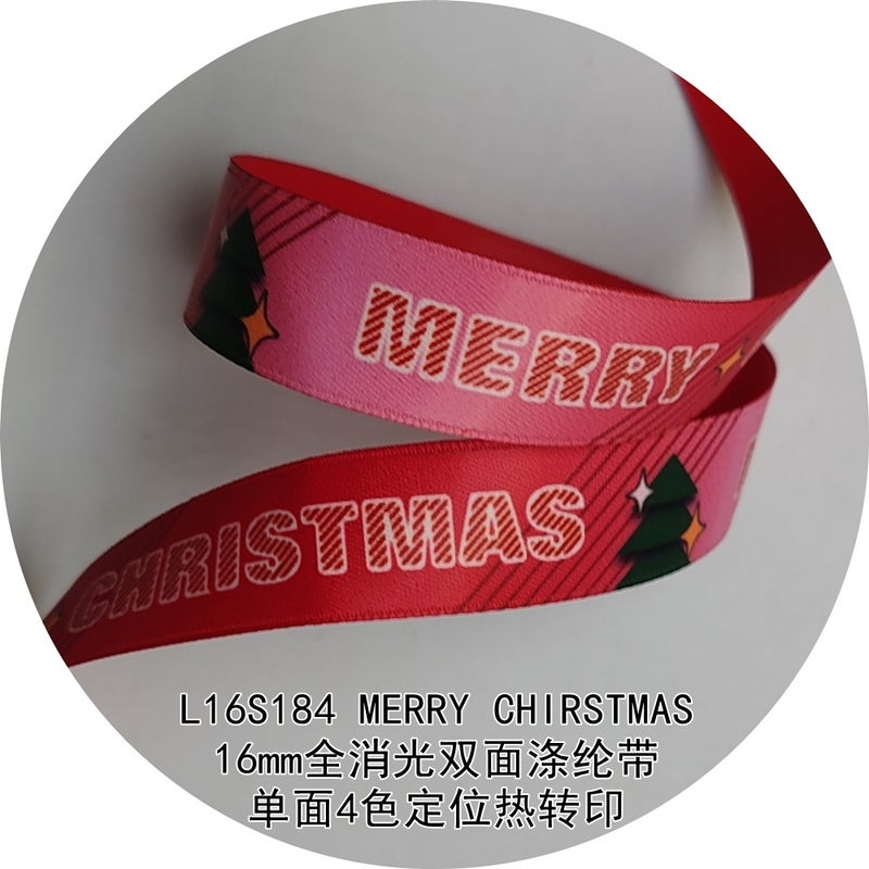 حزام عيد الميلاد الكامل من البوليستر Merry Christmas L16S184 ذو جانب واحد بأربعة ألوان بتقنية النقل الحراري - Image 5
