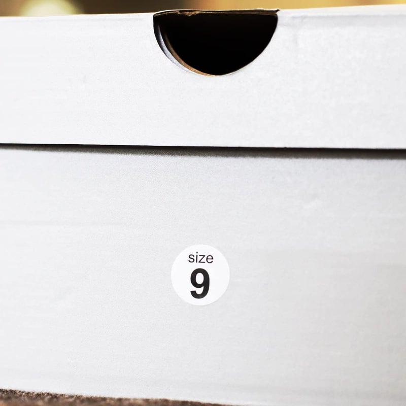 InStockLabels.com Shoe Size 9 White Stickers for Retail Clothing 0.75 Inch 500 Total Adhesive Labels - Image 3