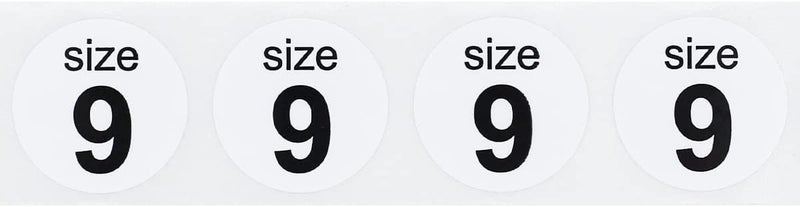 InStockLabels.com Shoe Size 9 White Stickers for Retail Clothing 0.75 Inch 500 Total Adhesive Labels - Image 2
