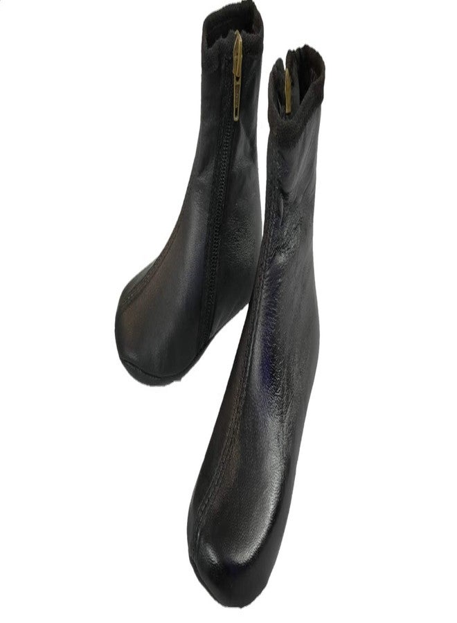 آذاد جوارب AZAD من الجلد الطبيعي للأطفال مبطنة بالفرو من الداخل، جميع المقاسات للرضع والأولاد والبنات (أسود، 12-18 شهرًا) - Image 1