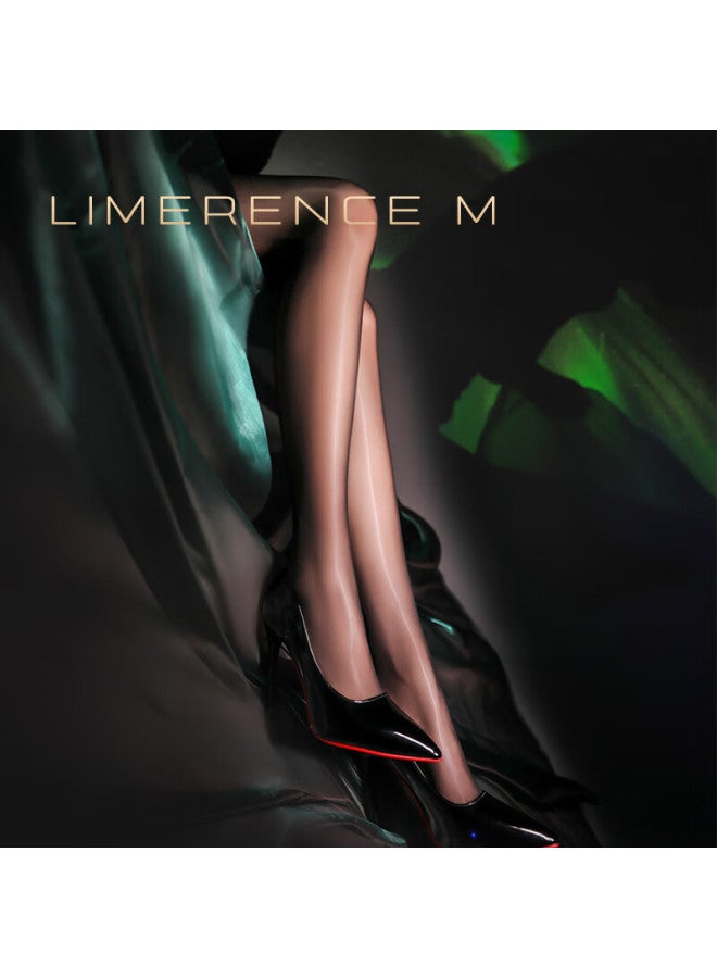 Limerence M Laimi Runsi Seamless Pantyhose, Ultra-thin, Silky Smooth, Shiny Over-knee Stockings, Black, Closed Crotch, Size M - Image 2