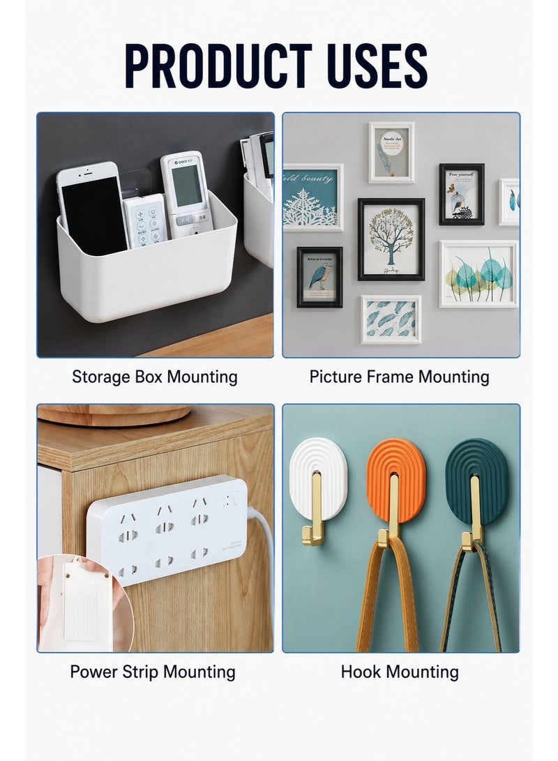 6 Pairs Mushroom Lock Wall Mounting Strips, 12 Pieces Heavy Duty Adhesive Hanging Strips, Tool-Free Wall Hangers for Picture Frames, Photos, Artwork, Home Decor, Storage Boxes, Power Strips, Hooks and Organizers - Image 3