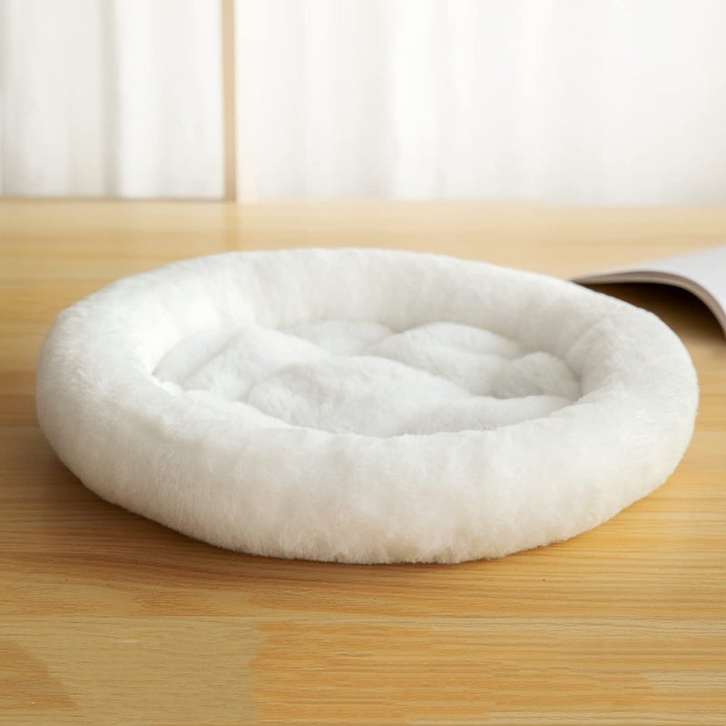 SHENGOCASE 14" Fluffy Faux Fur Cat Tree Tower Replacement Bed Cushion Pillow with Hook Tapes, Round Donut Cuddler Cat Dog Bed for Desk Table - Image 3