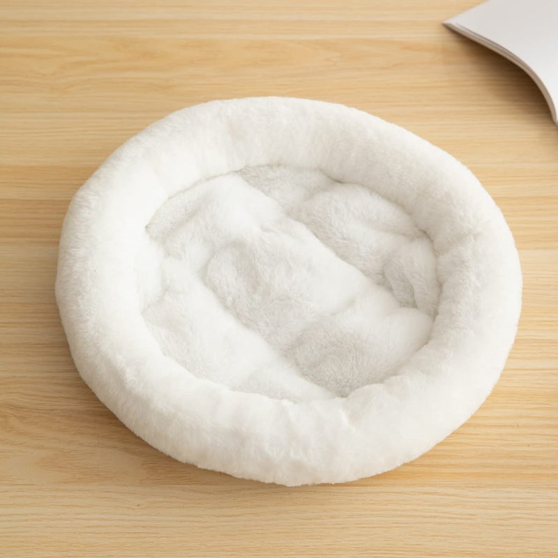 SHENGOCASE 14" Fluffy Faux Fur Cat Tree Tower Replacement Bed Cushion Pillow with Hook Tapes, Round Donut Cuddler Cat Dog Bed for Desk Table - Image 2
