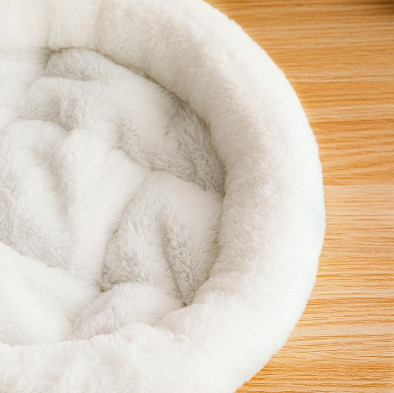 SHENGOCASE 14" Fluffy Faux Fur Cat Tree Tower Replacement Bed Cushion Pillow with Hook Tapes, Round Donut Cuddler Cat Dog Bed for Desk Table - Image 5