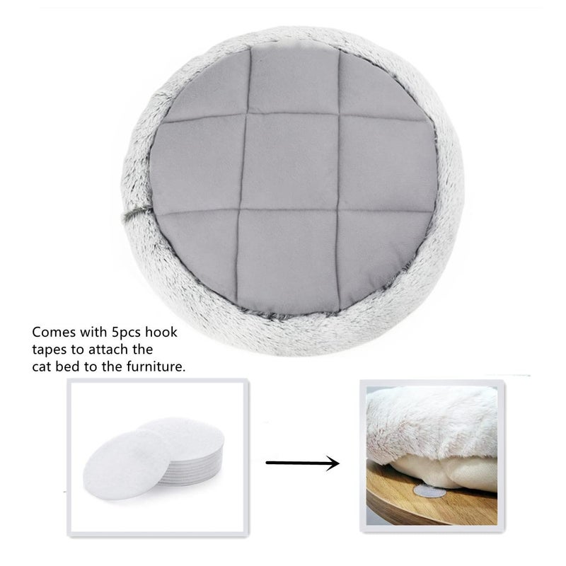 SHENGOCASE 14" Fluffy Faux Fur Cat Tree Tower Replacement Bed Cushion Pillow with Hook Tapes, Round Donut Cuddler Cat Dog Bed for Desk Table - Image 4