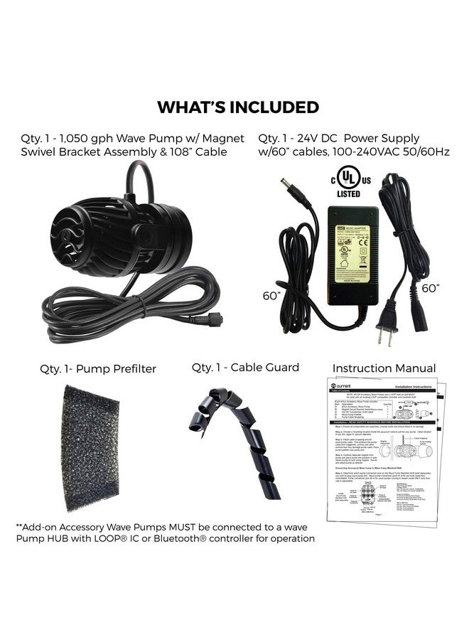 Current CURRENT USA eFlux Accessory Wave Flow Pump 1050 GPH | Ultra Quiet, Compact Size, Compatible with Loop | Water Pump for Aquarium Fish Tank for Saltwater Reef Marine & Freshwater Aquariums (6005) - Image 4
