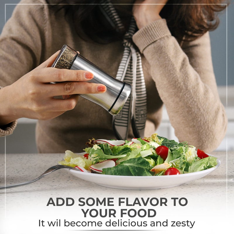 Kitchen & Go وعاء فلفل أو وعاء ملح مع فتحات صب قابلة للتعديل - موزع توابل أنيق من الفولاذ المقاوم للصدأ - مثالي لملح الهيمالايا، ملح الطاولة، الفلفل الأبيض والأسود (وعاء فلفل) - Image 2