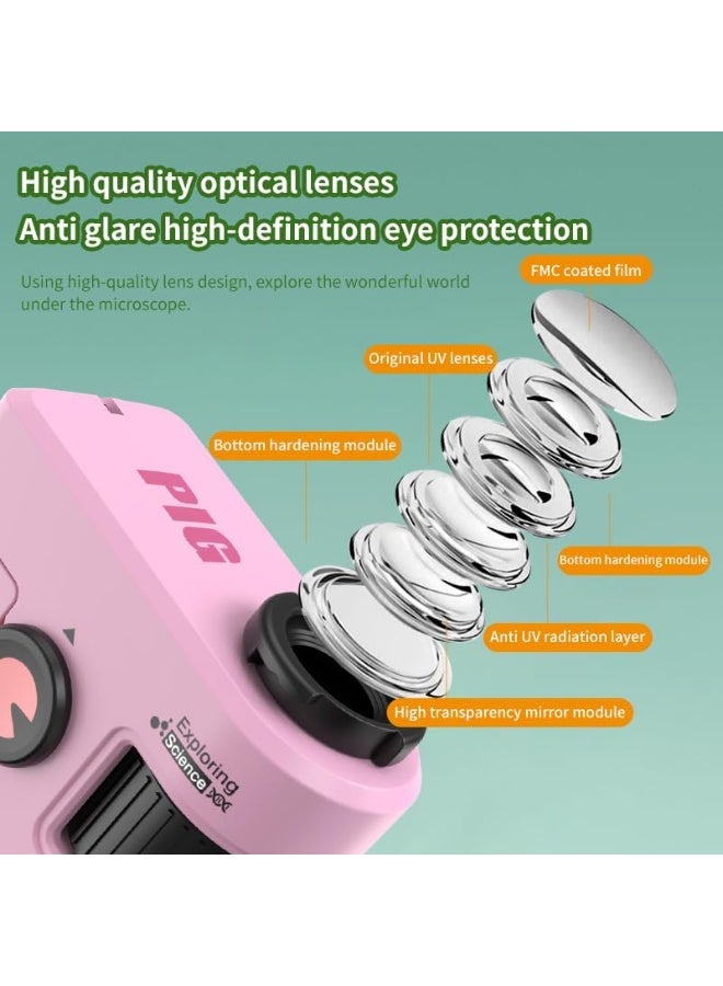 Childrens Microscope Set, Handheld Mini Microscope Kids, LED Illumination Educational Science Toys, for Kids Student Adults Microbiological Observation Lab Study, Educational Kit - Image 2