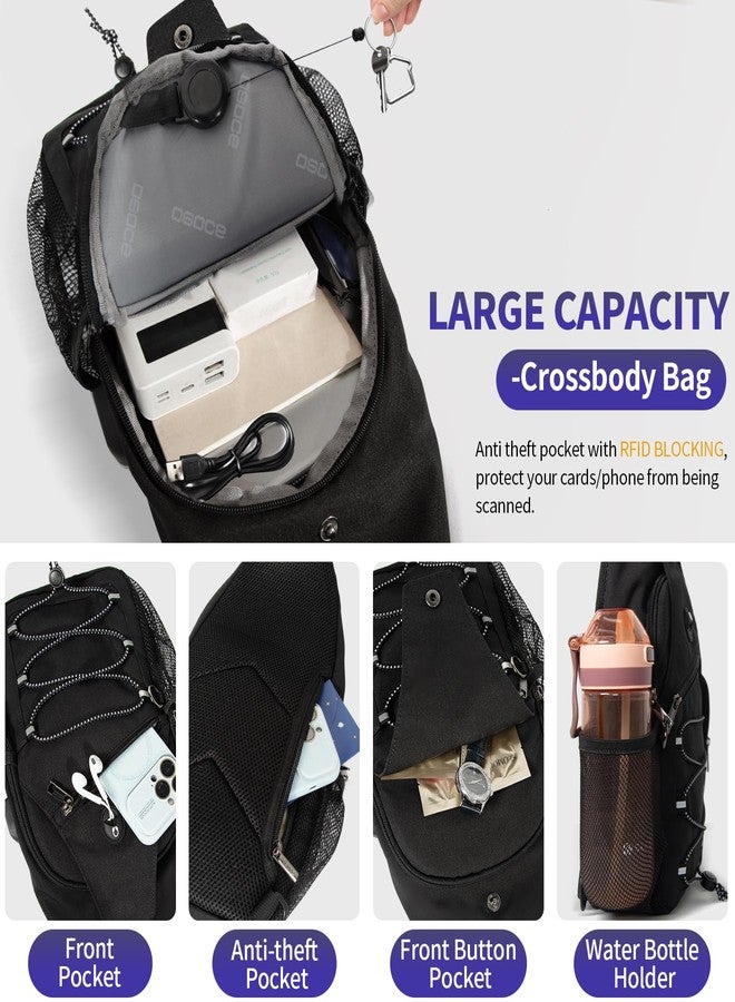 OSOCE Crossbody Bags for Men and Women, RFID Anti Theft Zipper Sling Bags for Special Occasions. - Image 5
