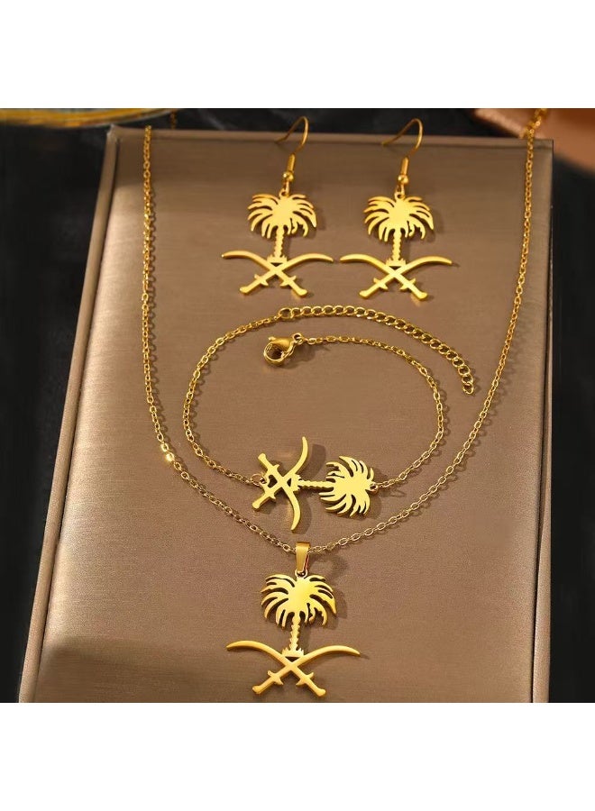 daydayup 3 fashionable palm tree pendant necklaces, bracelets, earrings set accessories - Image 2