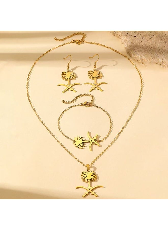 daydayup 3 fashionable palm tree pendant necklaces, bracelets, earrings set accessories - Image 4