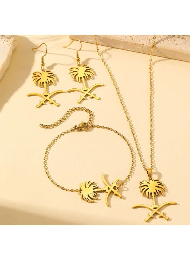 daydayup 3 fashionable palm tree pendant necklaces, bracelets, earrings set accessories - Image 3