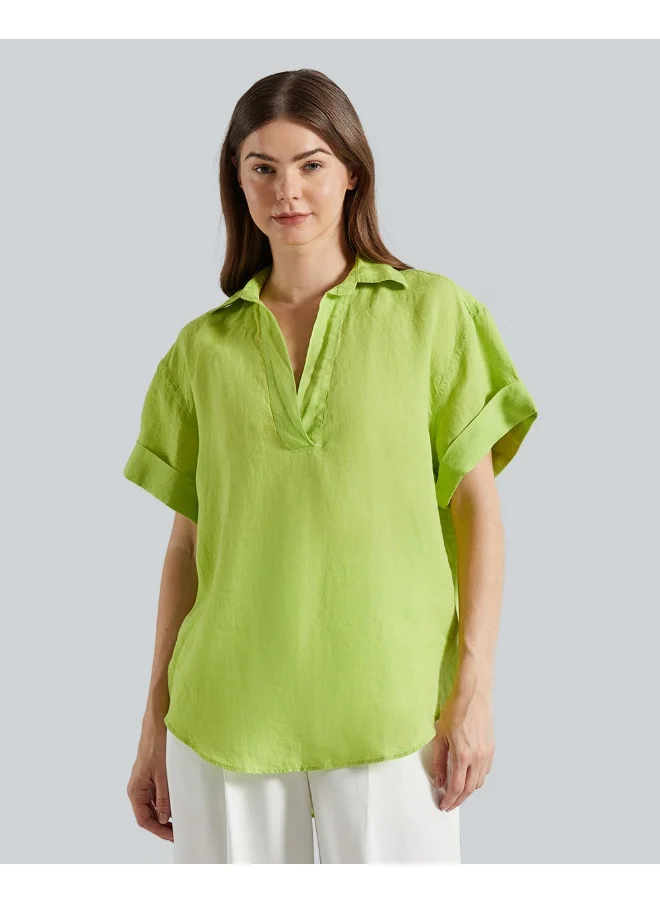 غانت Rel Linen Popover Short Sleeve Shirt
