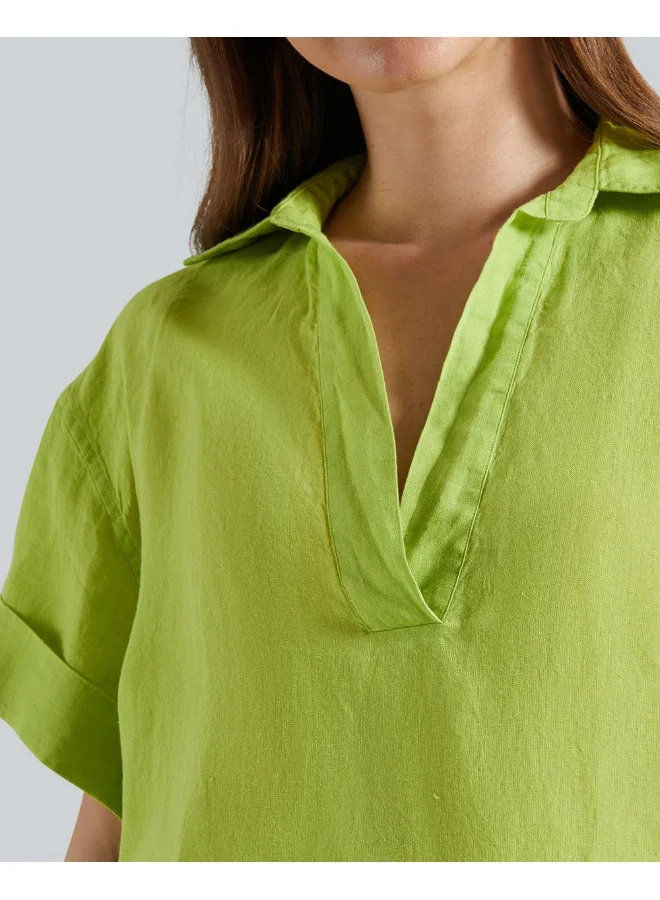GANT Rel Linen Popover Short Sleeve Shirt