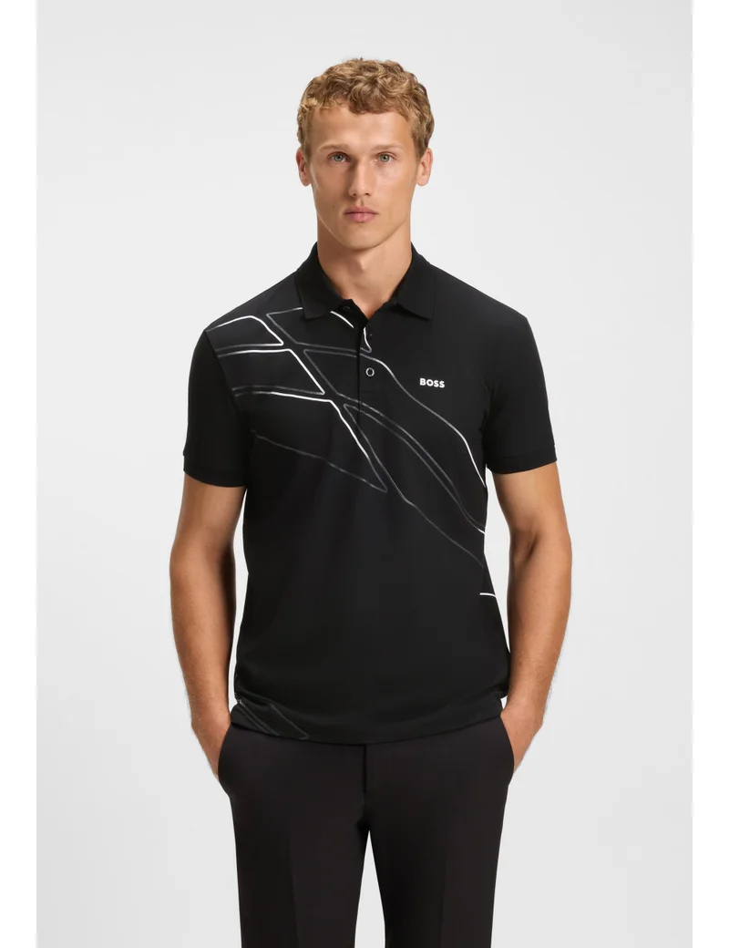 BOSS Paddy cotton-blend polo shirt with artwork