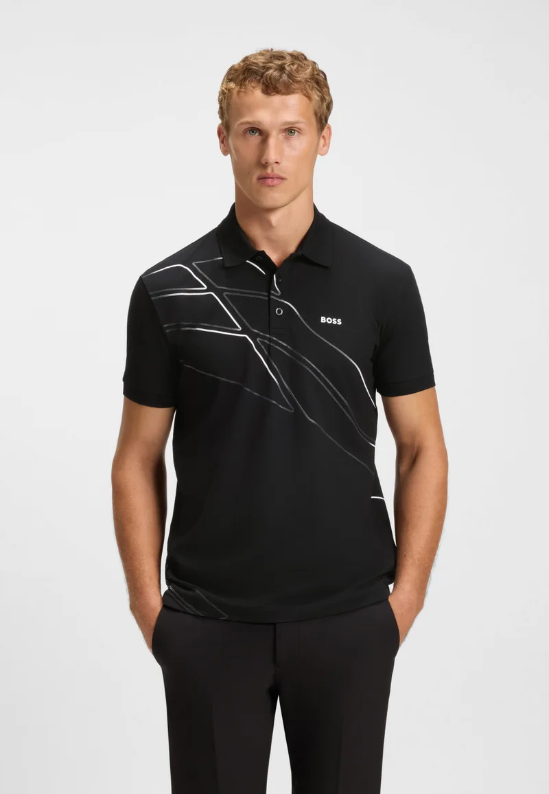 BOSS Paddy cotton-blend polo shirt with artwork