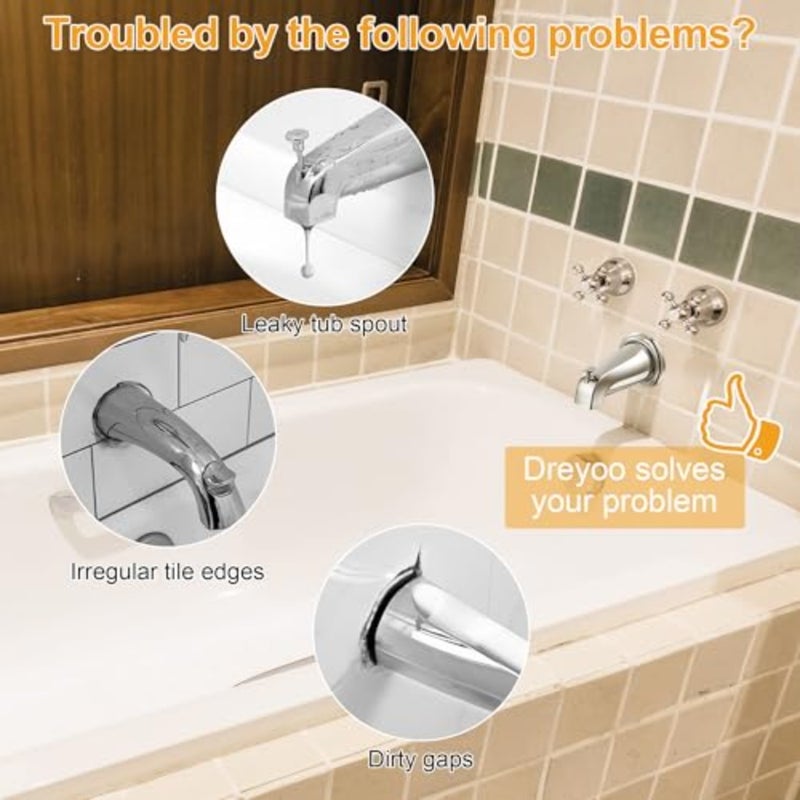Slip On Diverter Tub Spout with Metal Cover Ring and Foam Gasket, Compatible with Kohler GP85556-CP, Bathroom Bathtub Faucet Set Replacement Fits 1/2'' Copper Water Tube - Image 4