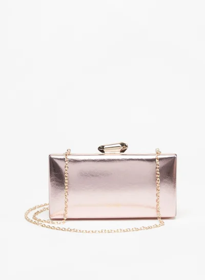 Flora Bella Solid Boxy Clutch with Metallic Chain Strap By Shoexpress