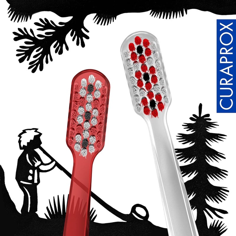 CURAPROX Manual Toothbrush - Gum Care for Adults | Ultra Soft for Plaque Removal | Swiss Edition Duo Pack | Red Transparent | Made in Switzerland - Image 5