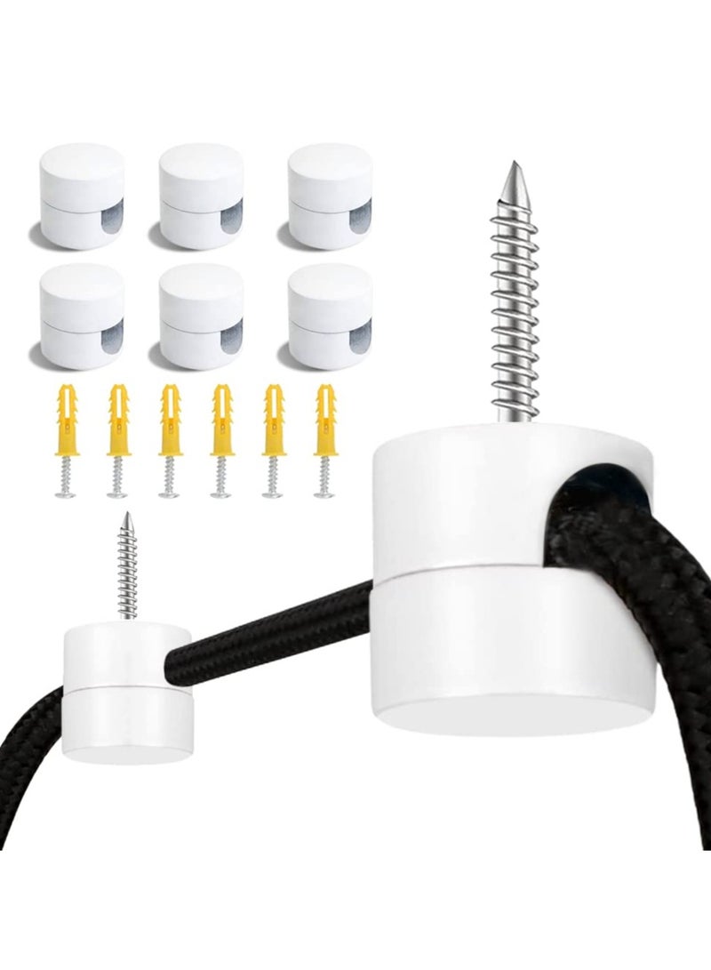 Excefore Swag Hook for Chandelier Ceiling Lights Cable, 6 Pack Metal Swag Hooks for Ceiling Hanging Lights, Pendant Light Hook for Ceiling Lamp, White Ceiling Hooks - Image 1