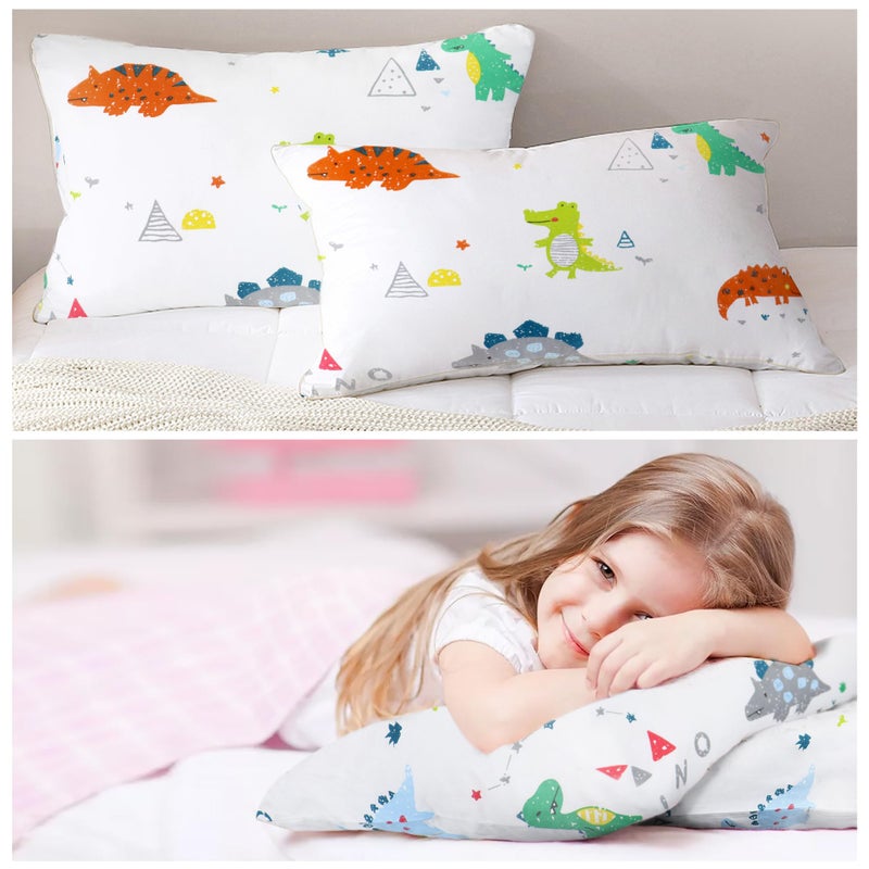 Baby Amabc Baby Toddler Pillowcases Dinosaur Cot Bed Pillow Pair Case 40 x 60cm - 2 Pack 100% Cotton Pillow Cover Set - Kids Travel Pillow Cases for Boy & Girl Bedding, Soft Small Pillowcases Envelope Closure - Image 2