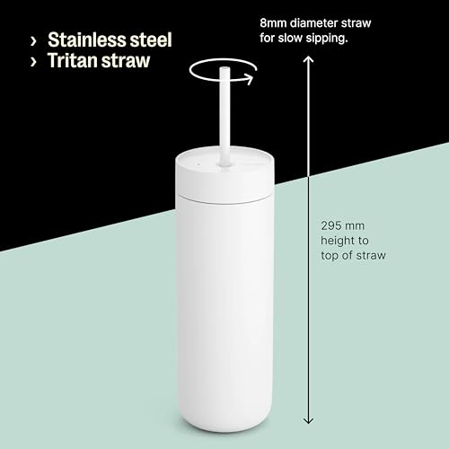 Fellow 20 oz Carter Cold Water Bottle for Water, Iced Tea, Coffee, Smoothies, Iced Coffee & more - Stainless Steel Vacuum-Insulated Iced Coffee tumbler with Spill Resistant lid and straw - Sienna - Image 4