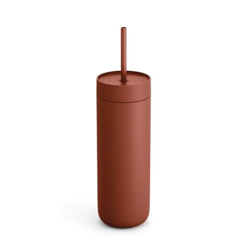 Fellow 20 oz Carter Cold Water Bottle for Water, Iced Tea, Coffee, Smoothies, Iced Coffee & more - Stainless Steel Vacuum-Insulated Iced Coffee tumbler with Spill Resistant lid and straw - Sienna - Image 1