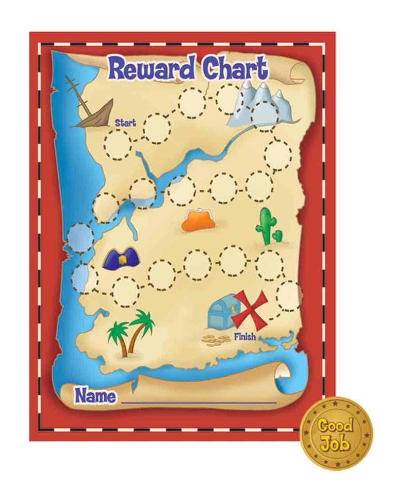 Eureka Back to School Treasure Hunt Mini Reward Charts for Kids with Stickers, 736pc, 5'' W x 6'' H - Image 1