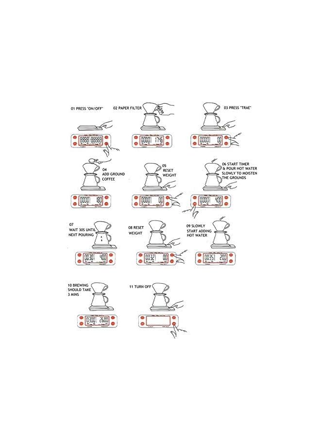 PROMASS ميزان قهوة مع مؤقت - ميزان طاولة الخَبز V60 لتقطير القهوة، ميزان مطبخ إلكتروني رقمي صغير مع مؤقت 0.1-3000G للوزن بواسطة Q CaffeineHouse777 - Image 4
