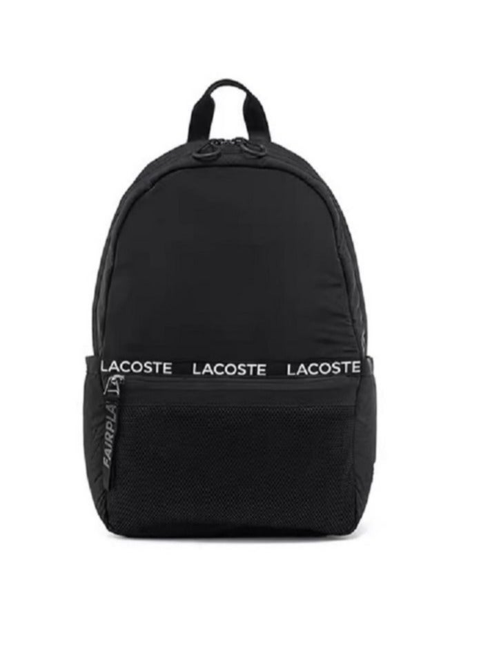 LACOSTE حقيبة ظهر كلاسيكية للرجال من لاكوست باللون الأسود - Image 1