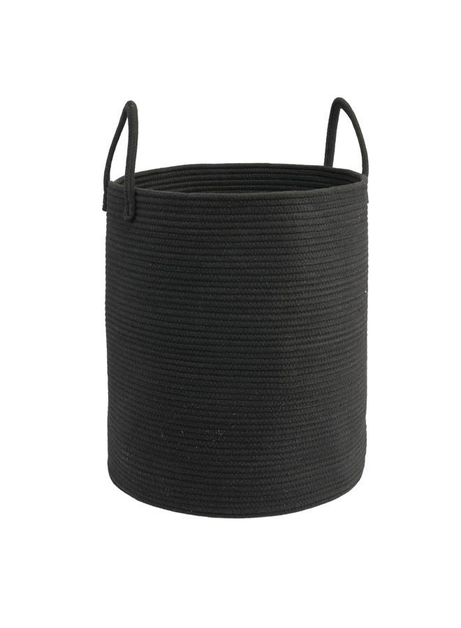 JUNBOLE Woven Cotton Rope Laundry basket-16”X20” Laundry Hamper-Rope Storage Basket for Dirty Clothes, Toys and Blankets Perfect for Bathroom, Baby nursery and Living Room Storage (black) - Image 1