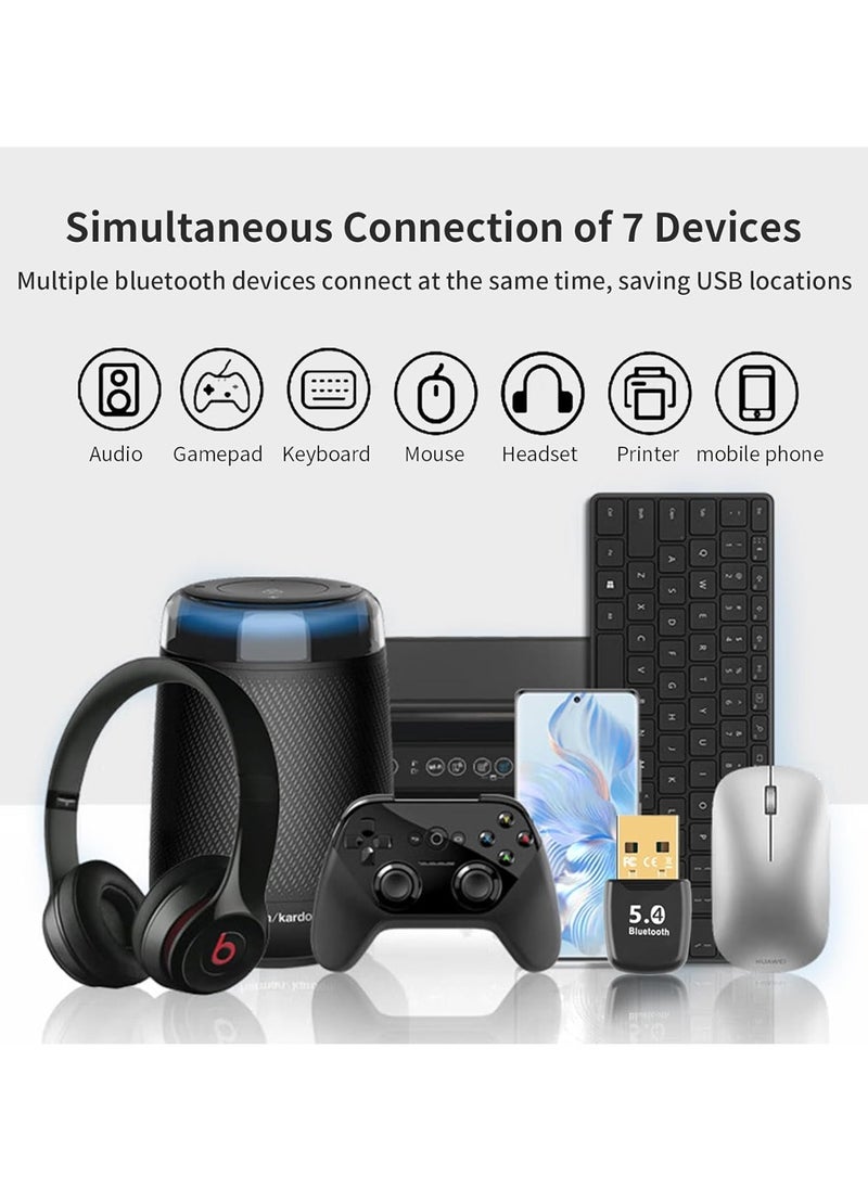USB Bluetooth Adapter,Universal USB Receiver,Dongle for Keyboard and Mouse,Plug and Play,EDR & BLE,Supports Windows 11/10/8.1/7 for Desktop,Headset,Speakers