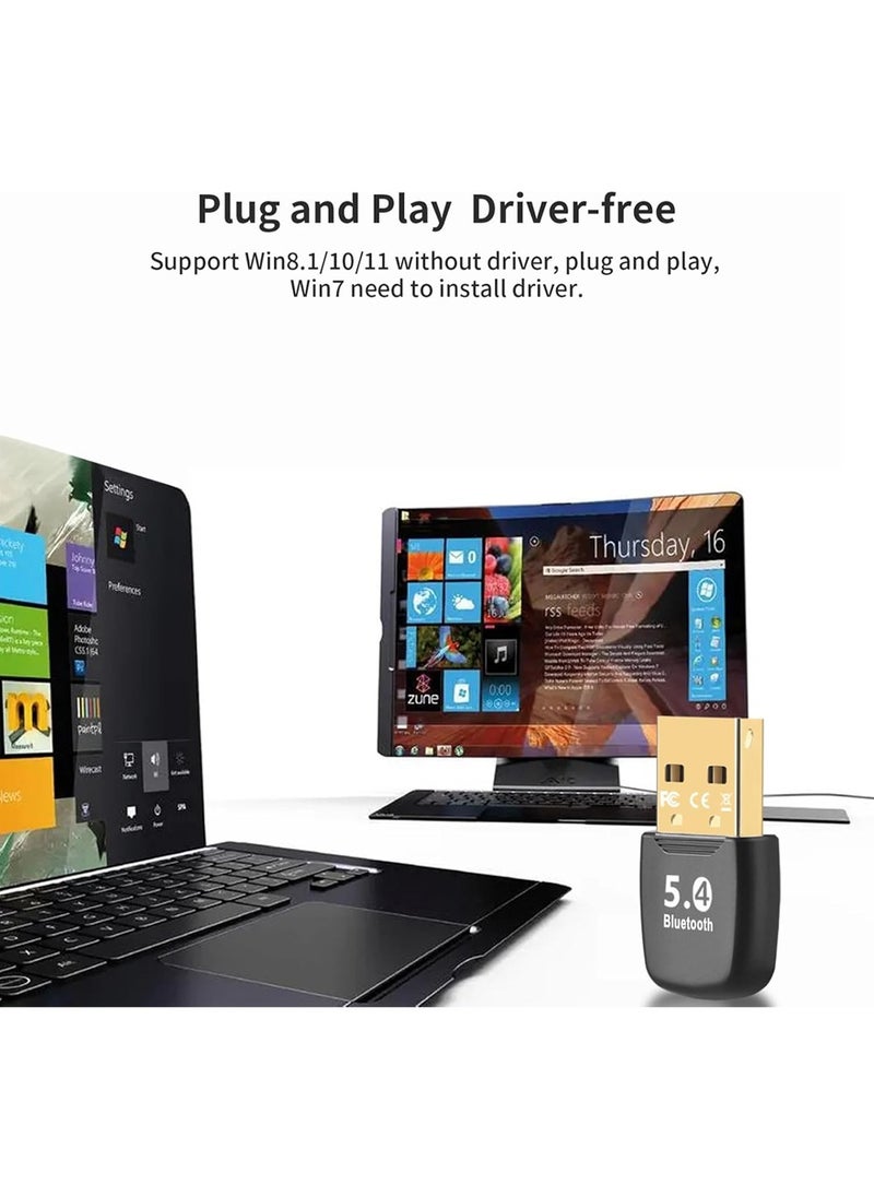 USB Bluetooth Adapter,Universal USB Receiver,Dongle for Keyboard and Mouse,Plug and Play,EDR & BLE,Supports Windows 11/10/8.1/7 for Desktop,Headset,Speakers