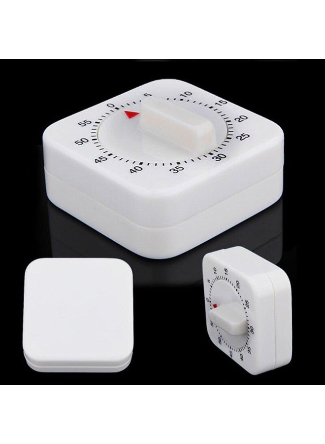 60 Minutes Kitchen Timer Count Down Alarm Reminder White Square Mechanical Timer for Kitchen  - Image 2