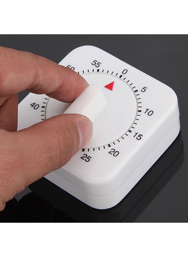 60 Minutes Kitchen Timer Count Down Alarm Reminder White Square Mechanical Timer for Kitchen  - Image 1