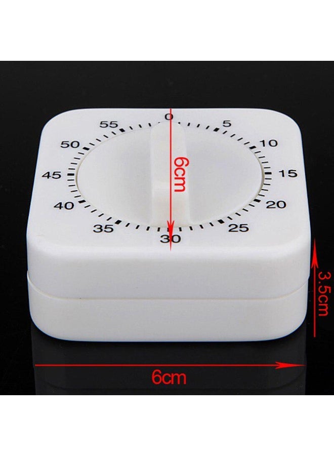 60 Minutes Kitchen Timer Count Down Alarm Reminder White Square Mechanical Timer for Kitchen  - Image 3