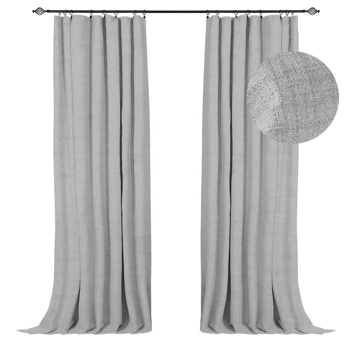 100 BLACKOUT SHIELD FULL BLACKOUT CURTAINS FOR BEDROOM 96 INCH LENGTH 2 PANELS SET CLIP RINGSROD POCKET FAUX LINEN BLACK OUT CURTAINS FOR LIVING ROOM THERMAL INSULATED 50WX96L GREY