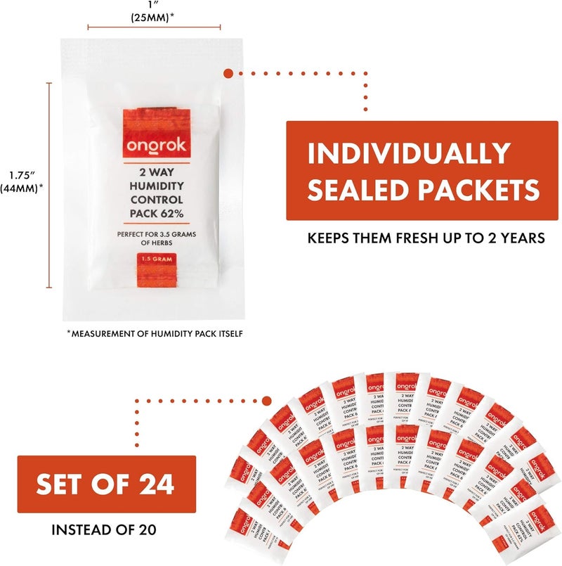 ONGROK 2 Way Humidity Control Packets, 62% RH, Each Pack Good for up to 1/8 oz, 24 Pack - Image 4