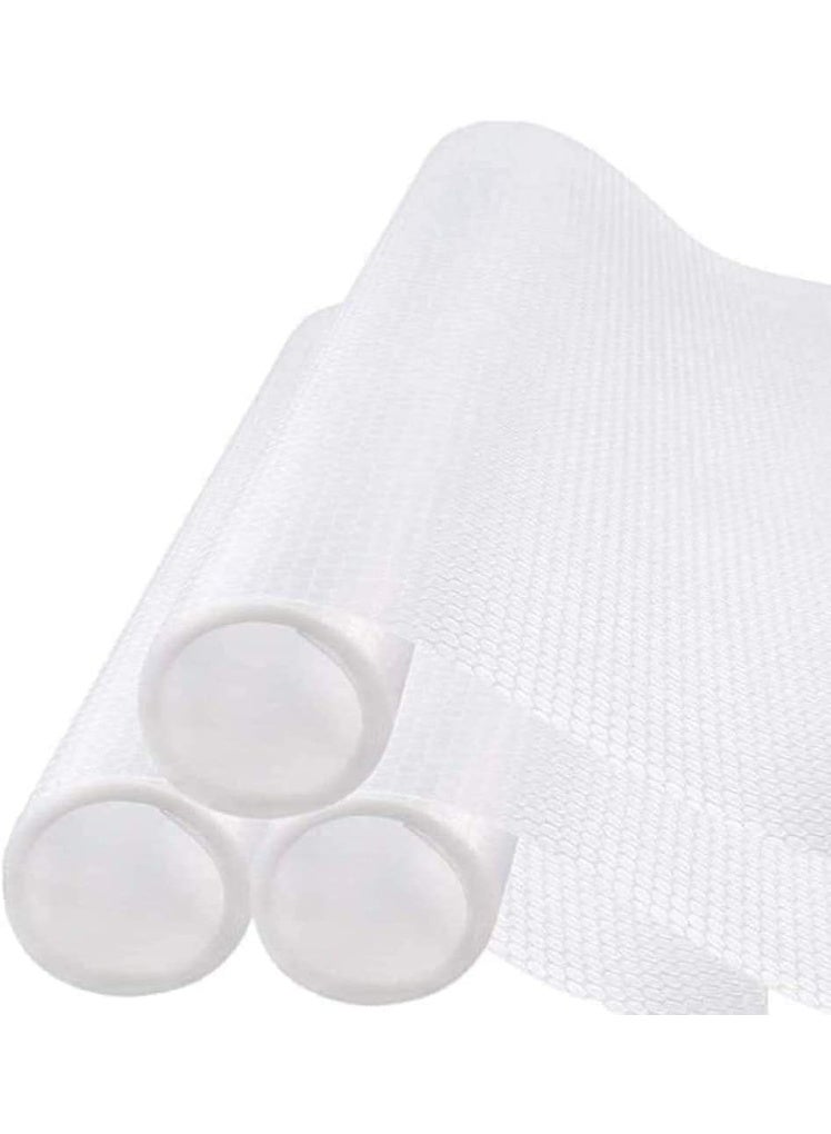 3 Rolls Shelf Liner, Non Adhesive Cabinet Liner Mat, Waterproof Non Slip Eva Mat, Can Be Used for Fridge Drawers, Shelves, Cabinets, Storage, Kitchen, Rug Pad and Desks, White - Image 1
