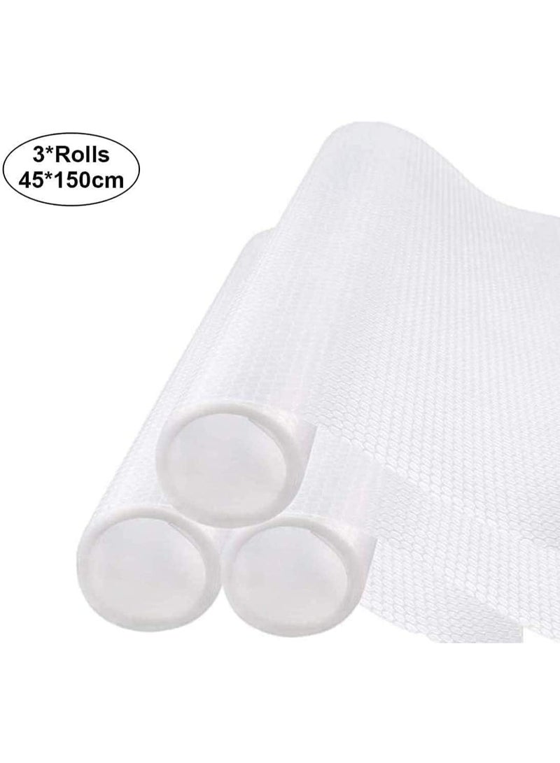 3 Rolls Shelf Liner, Non Adhesive Cabinet Liner Mat, Waterproof Non Slip Eva Mat, Can Be Used for Fridge Drawers, Shelves, Cabinets, Storage, Kitchen, Rug Pad and Desks, White - Image 2